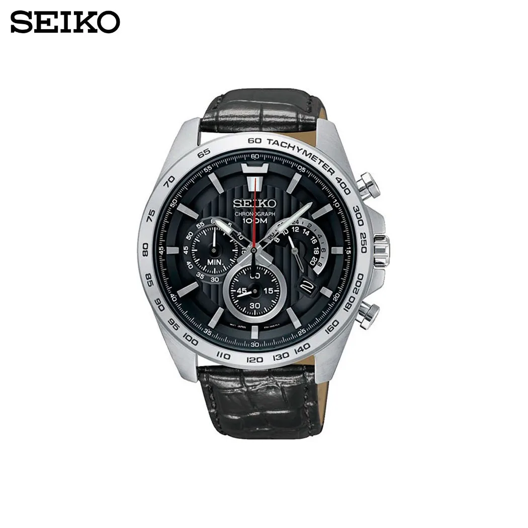 Наручные часы Seiko SSB305P1 мужские с кварцевым хронографом на кожаном ремешке