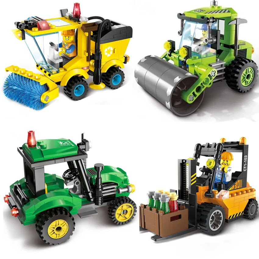 Legoingly City Civilized Sweeper Bricks Car Building Blocks Classic Assembled Gift Sets DIY Educational Toys For Children 
