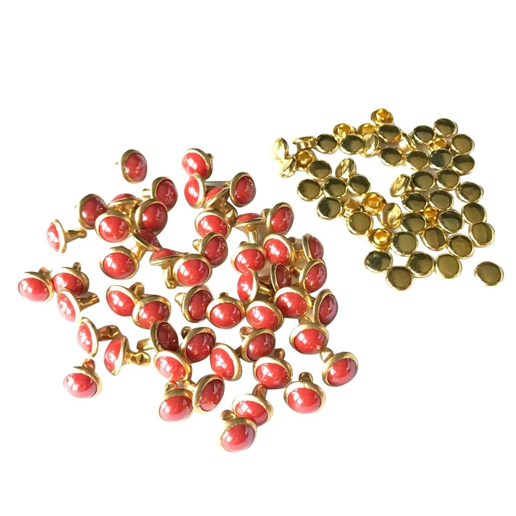 50 Sets Mushroom Dome Rivets Studs Buttons for Leather Belt Bag Shoes Leathercraft 7.5MM	