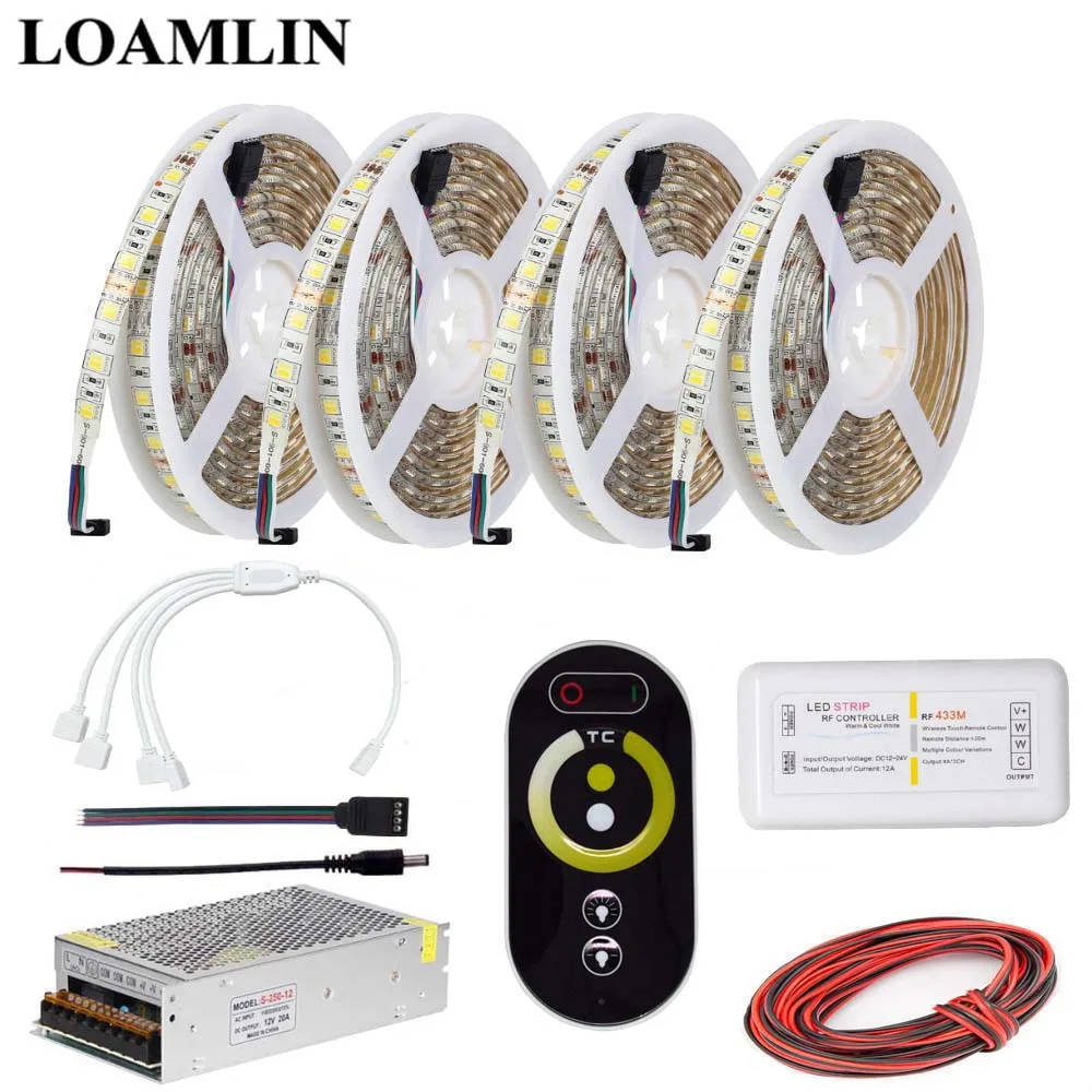 

CCT RF Led Strip Light Controller,5050 Color Temperature Led Flexible Light Power Supply Adapter Kit 5M 10M 15M 20M
