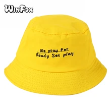 Winfox модные мягкие буквы Панама с вышивкой черный желтый унисекс Боб кепка хип хоп Gorros для мужчин женщин Панама для рыбалки