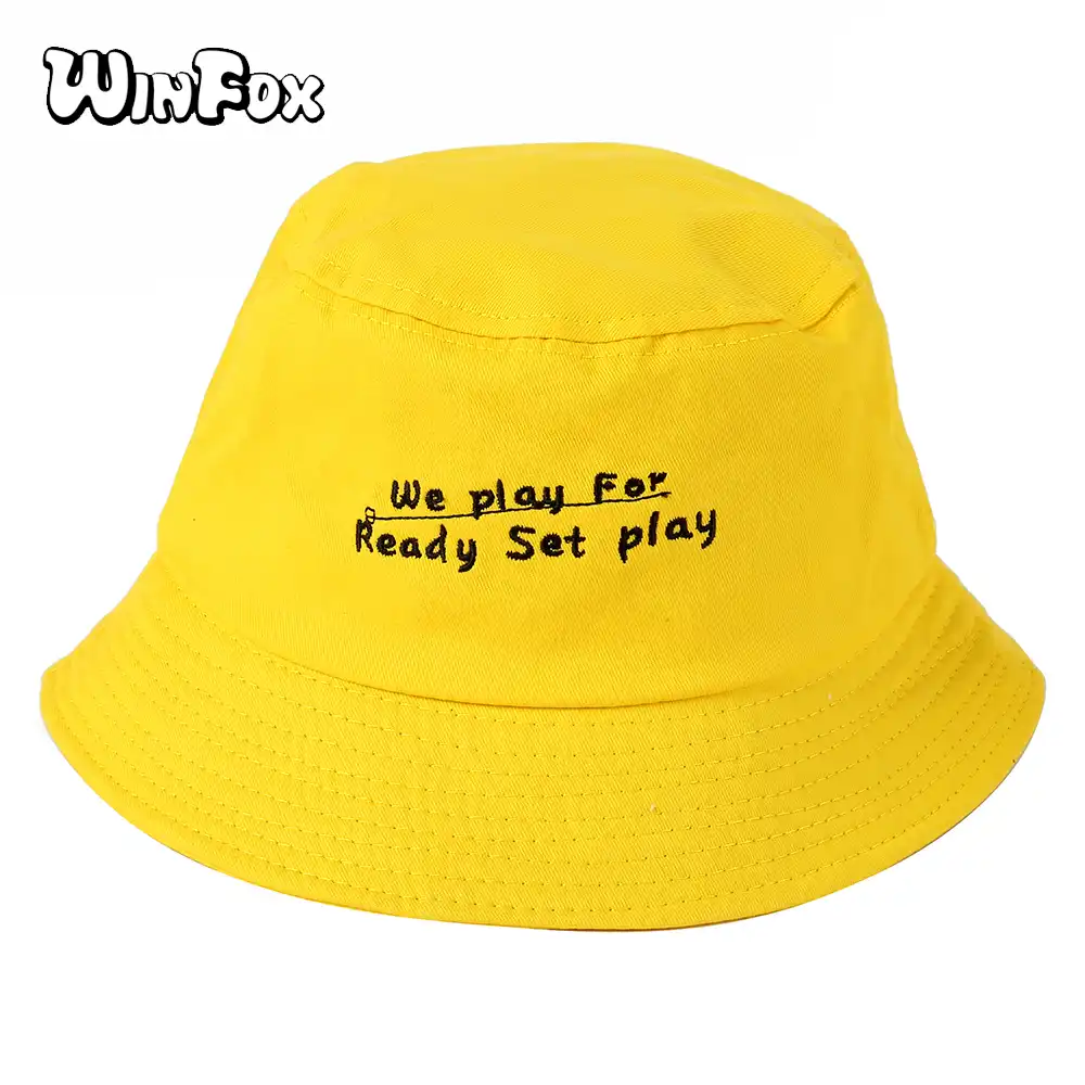 black and yellow bucket hat