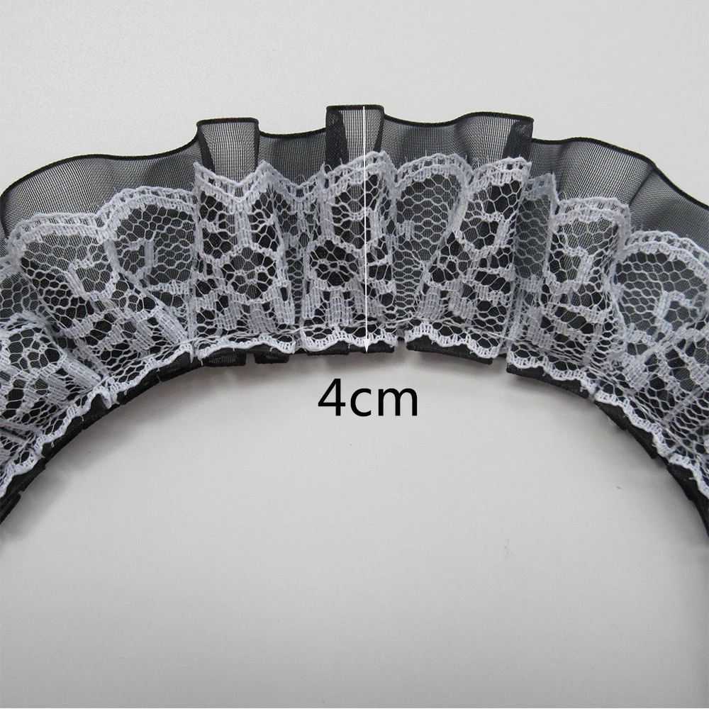 3 ярда 4 см белая плиссированная органза сборная сетка кружевной край отделка Лента ткань вышивка аппликация швейное ремесло свадебное платье одежда