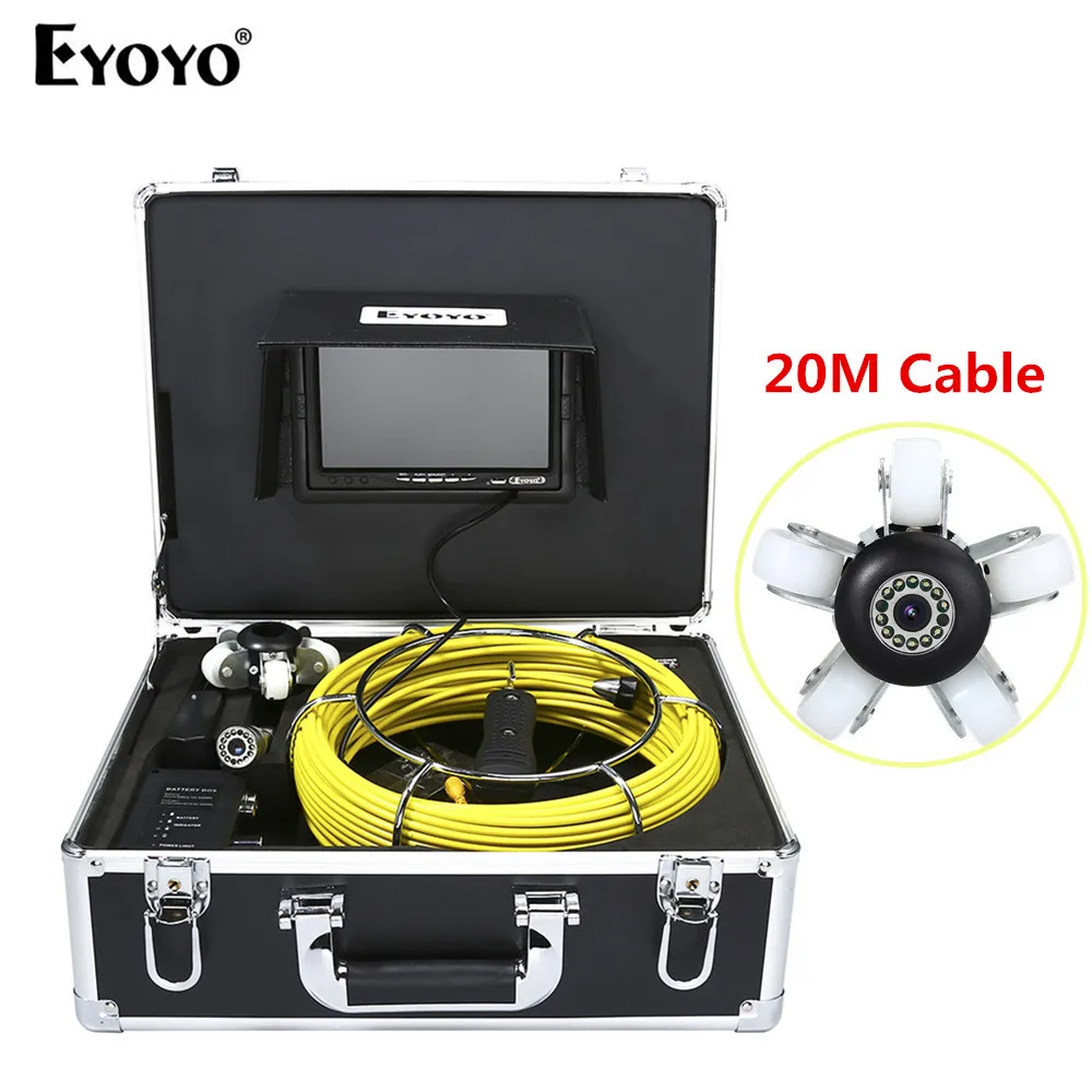 

Eyoyo WF92 23mm 20M 7" TFT Monitor HD Sewer Pipe Pipeline 12PCS White LEDS Camera Drain Inspection Cam 1000TVL