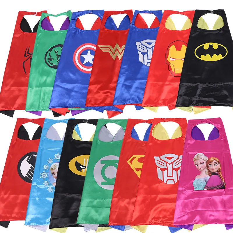 

Wholesale 10pcs Halloween Masquerade Superhero Cosplay Cape & Mask for Children Party Costumes Kids superman spiderman Cloak