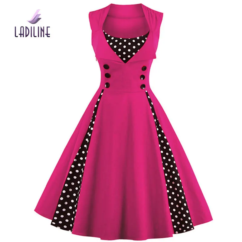 Ladiline 80 s 90 s sin mangas de moda elegante arco vestidos de alta calidad del verano dress algodón vintage dress yht1357d|fashion women dress|women dresswomen dress - AliExpress