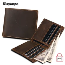 Klsyanyo Crazy Horse Leather Man/Women Wallet Purses Neutral Rfid Blocking Money Bags Wallet With Card Holder Coin Small Purse