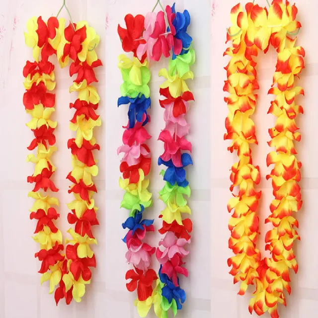 hot sale 10pcs hawaiian flower leis garland necklace fancy dress hawaiian flower paper