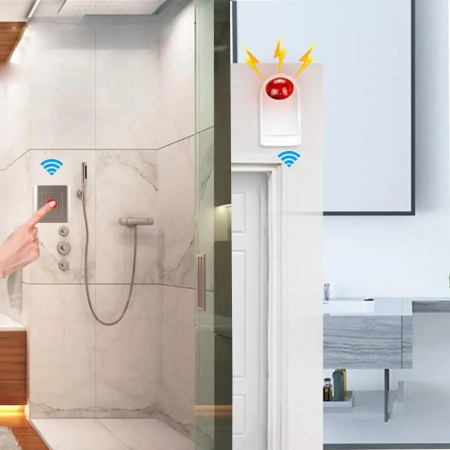 

Wireless Alarm System Emergency Sound & Light Alert Button for Patients Elders for household use hospitals schools old people