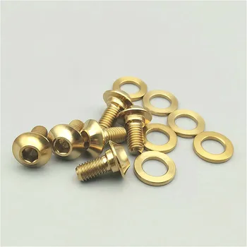 

4pcs Clamp Brake Block Fixing M5 x10mm Ti Bolt Gold/Multicolor Cone Head with Captive Titanium Bolts Ti Fastener Screw