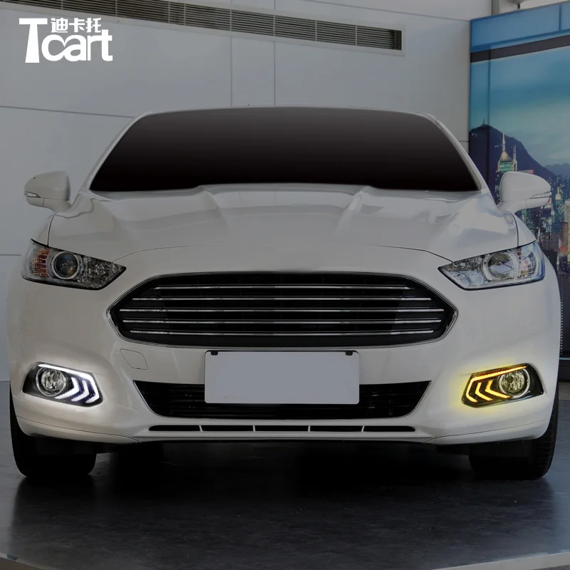 

Tcart DRL Headlights with turn signal lights for Ford Mondeo 2013-2016 daytime running light Auto LED Day Driving fog Lamp