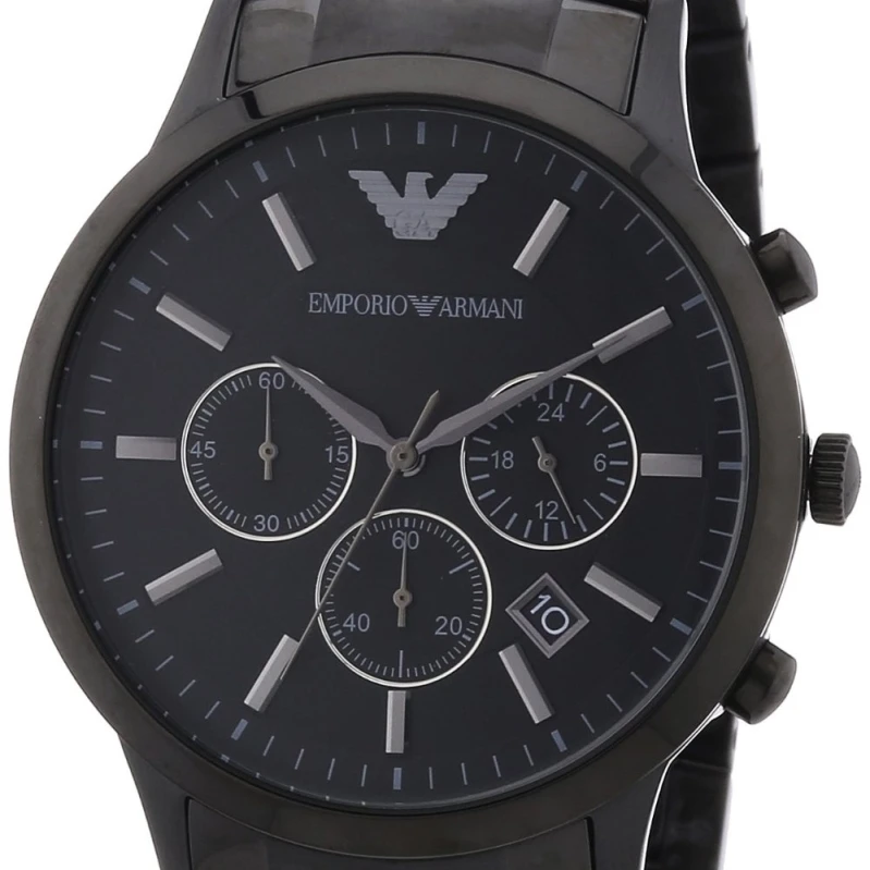 emporio armani black stainless steel watch