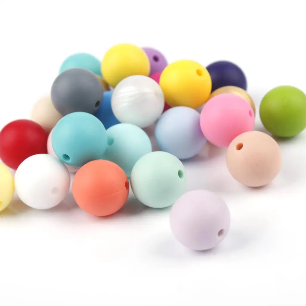 50 Pcs Round Bead Silicone Teething Beads 12 mm Baby Teether Toys Diy Bpa Free Teethers Beads Nurse Necklace 23 Colors