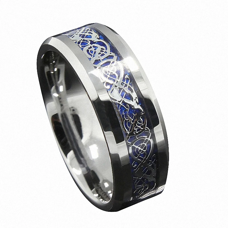 blue-ring-tungsten-carbide-wedding-bands-Silver-Celtic-Dragon-Inlay2