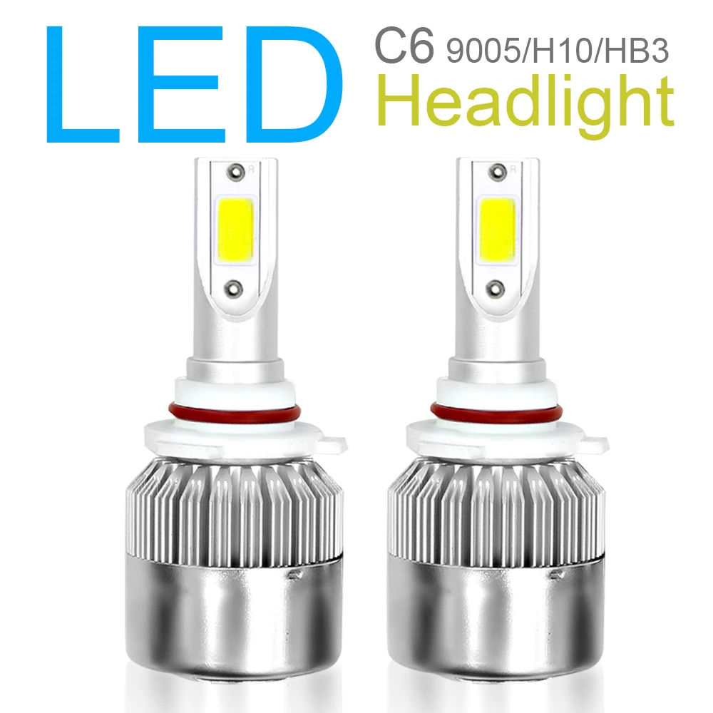 

2pcs Car accessories 9005 H10 HB3 C6 10800LM 6000K 120W COB LED Car Headlight Kit Hi or Lo Light Bulbs for Auto Car Vehicles