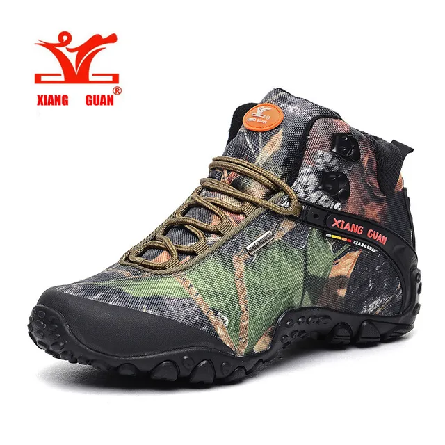 XIANGGUAN Man Hiking Boots Waterproof Men Climbing Shoes High Camping Sneakers For Woman Outdoor Forest Desert Camo Camouflage