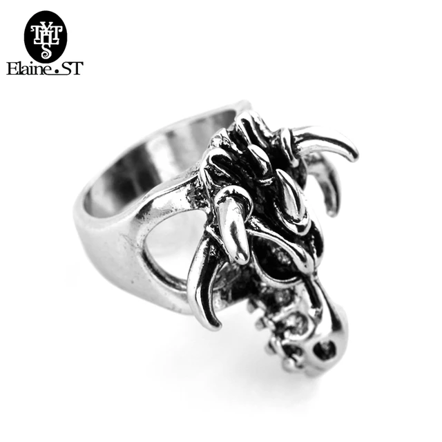 Online Cool Evil Demon Silver Skull Cow Head Newest Ring Cool Evil Demon Silver Skull Cow Head Newest Ring Steampunk Type For Men Women Maxi Punk Jewelry Vintage Rings Freeshipping