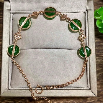 

New genuine 18K gold inlaid Chiese Green Jade safe buckle bracelet