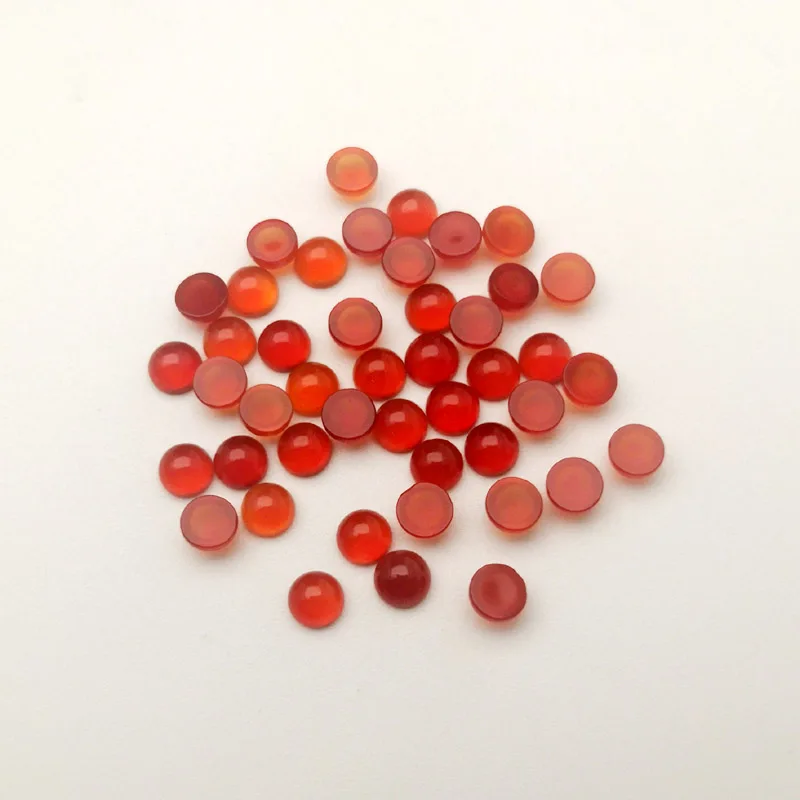 

fashion 50Pcs/lot red onyx natural stone charm 4mm round cabochon beads for jewelry making Ring Earring accessories no hole