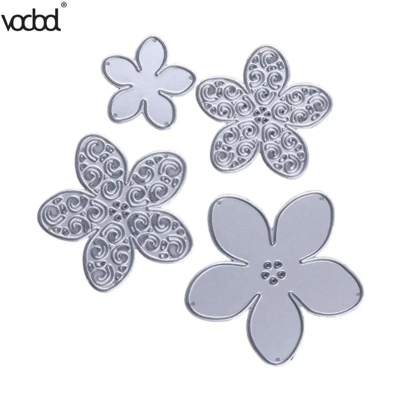 

4Pcs/set Flower Shaped Metal Stencil DIY Scrapbooking Journal Stencils Photo Album Handmade Stationery Craft Templates