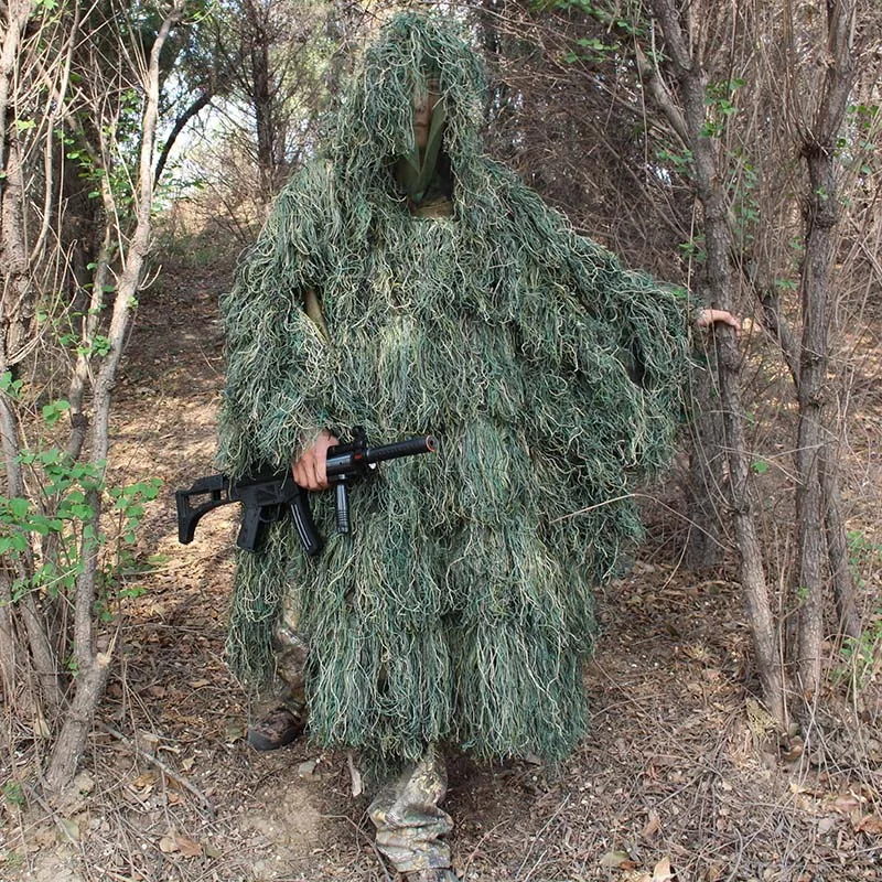 Мужской уличный охотничий костюм Ghillie, одежда Ghillie, топ, мужской Камуфляжный охотничий костюм Gilley, открытый охотничий плащ, пончо