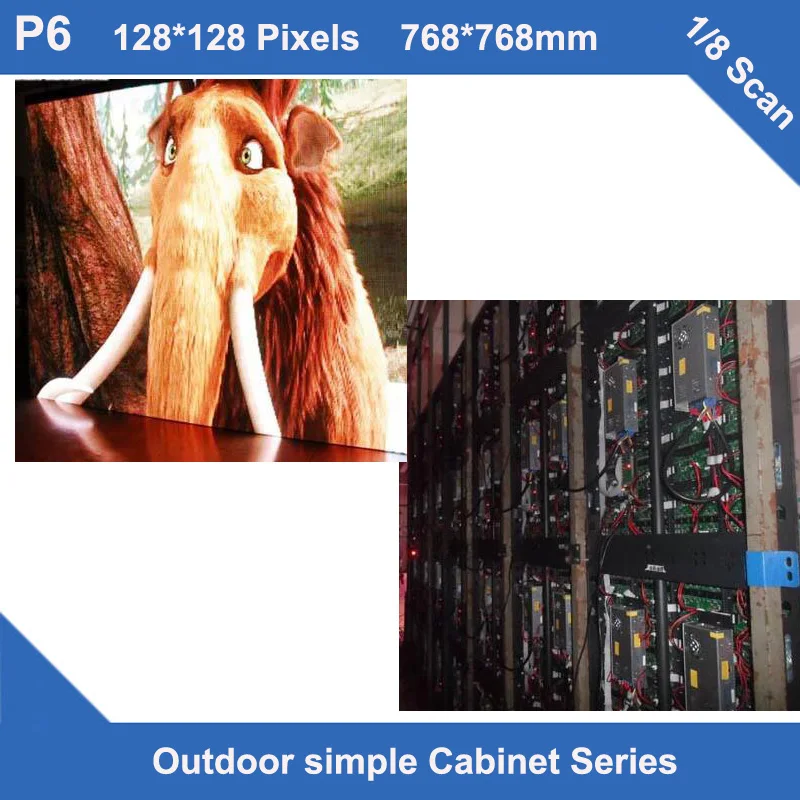 

TEEHO LED Display Screen Size LED TV outdoor P6 fixed installation simple iron Cabinet 768mm*768mm 128*128 dots 1/8 scan