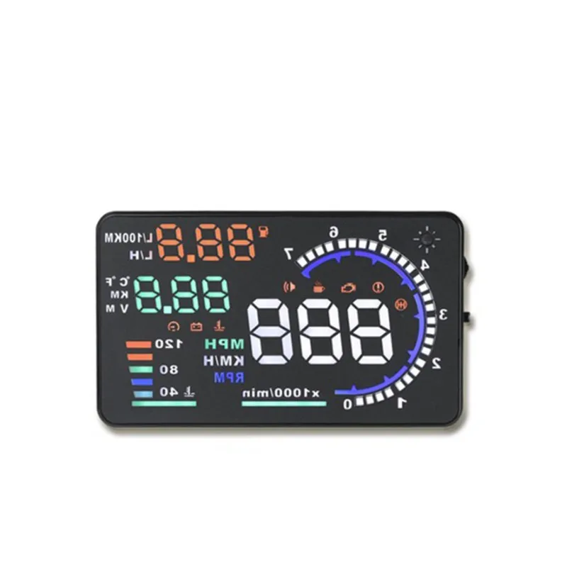5,5 дюймов A8 многоцветные HUD Дисплей с OBD2, EUOBD Дисплей км/ч MPH Превышение скорости Предупреждение расход топлива данных диагностики