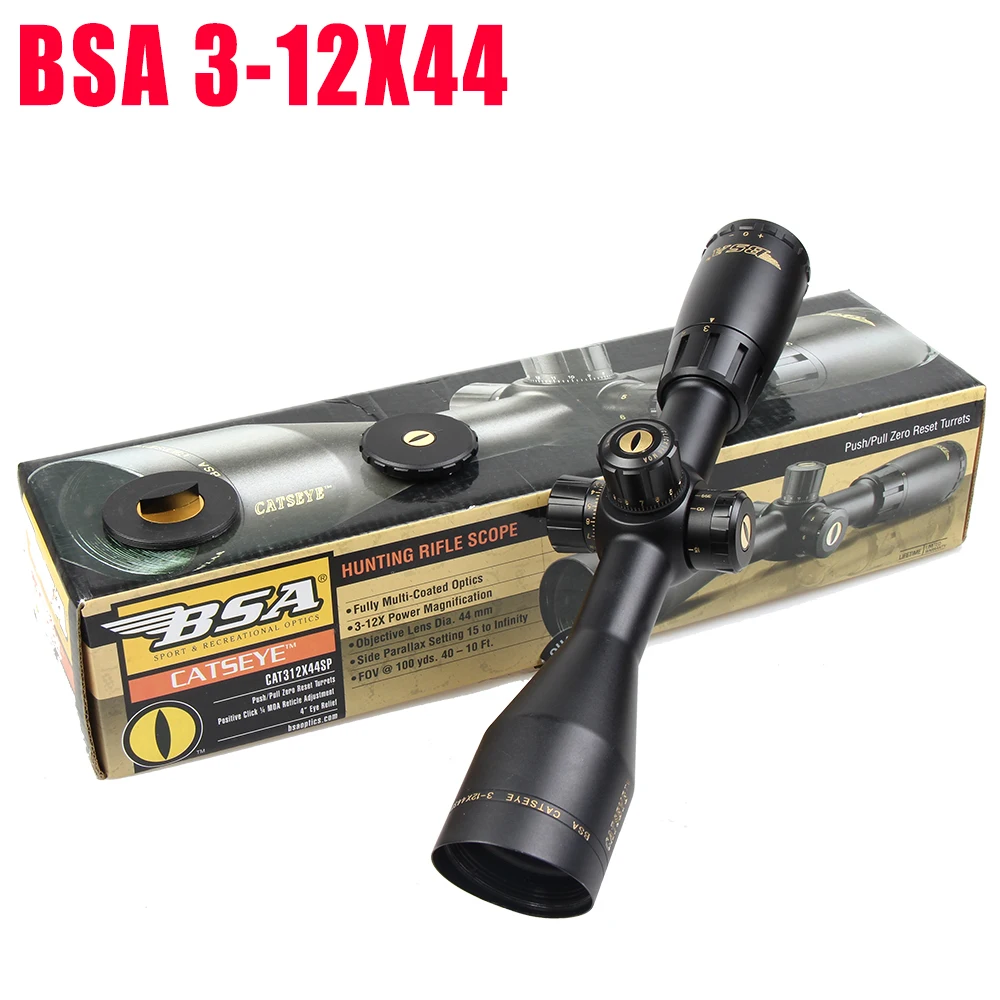 

Hunting Optics Sights BSA Essential AR 3-12X44 SP Riflescope Mil Dot Reticle Side Parallax Tactical Shooting Rifle Scope
