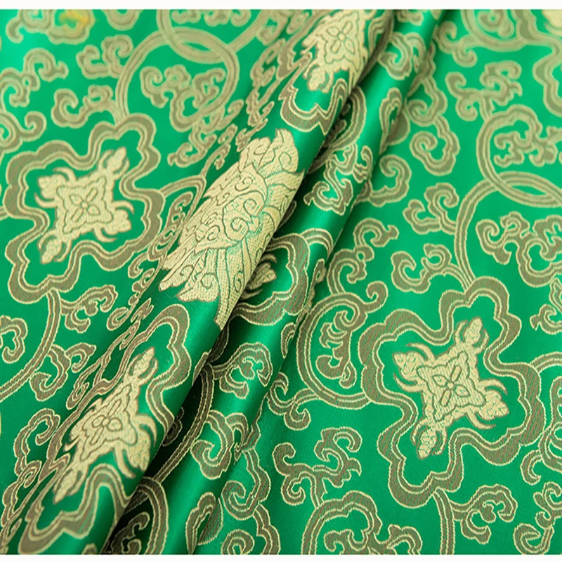 HLQON Green floral style Metallic Jacquard Brocade Fabric 3D jacquard yarn dyed fabric patchwork for Coat Dress Skirt by meter | Дом и сад