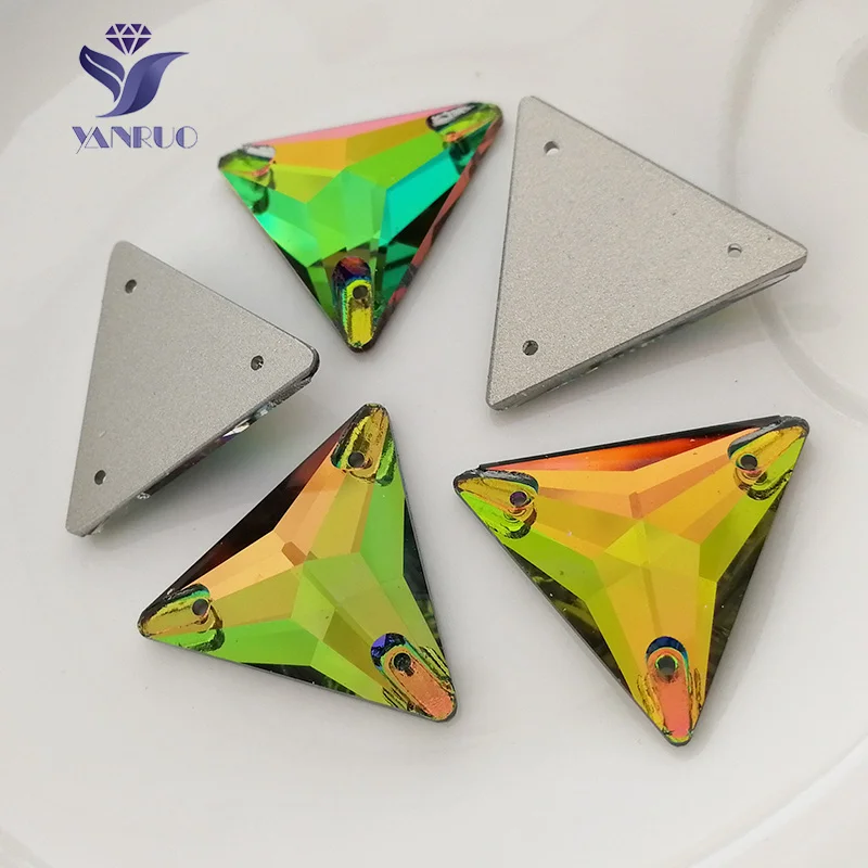 YANRUO 3270 Triangle All Color Sew On Stones Glass Crystals Rhinestones Best Quality Gems Stones For Clothing 