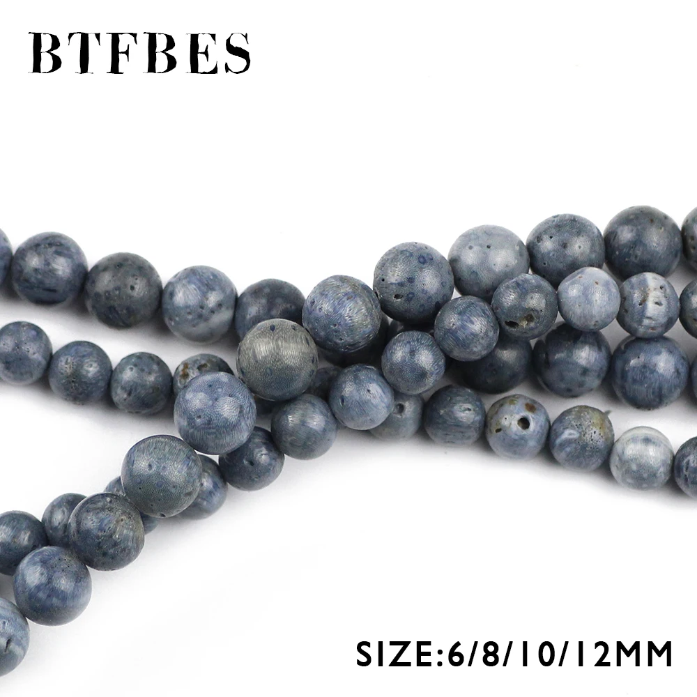 Круглые шарики BTFBES из синего натурального камня 6 8 10 12 мм свободные для ювелирных