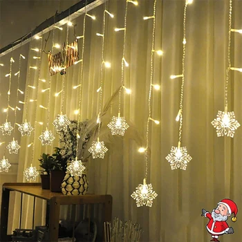 

Waterproof 3.5 M 96 LED Snowflake Fairy Tale Flower Curtain Lights Christmas Wedding Bedroom Decoration Christmas Garland