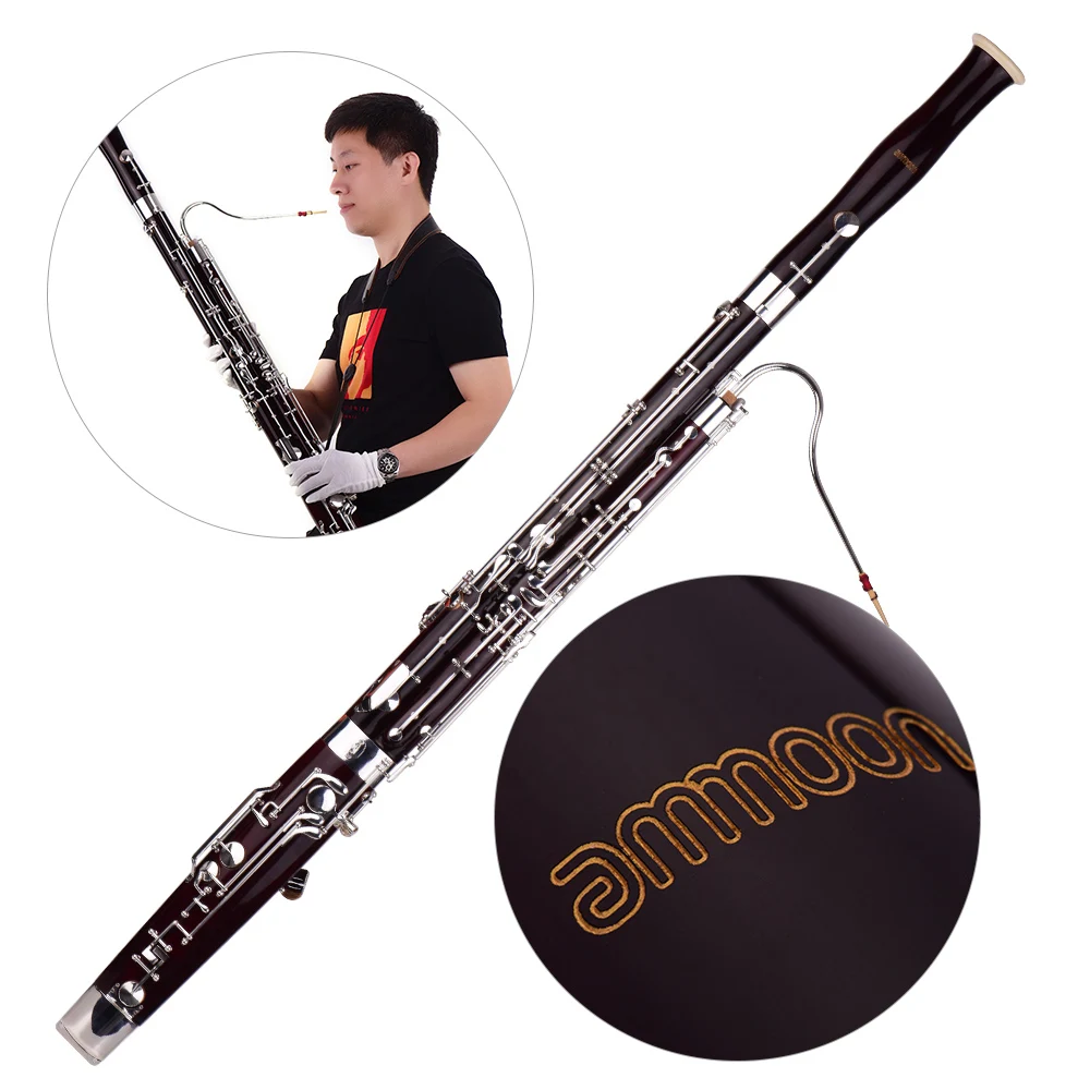 Ammoon C Key Bassoon Maple Wood Body cupronicel ключи с серебристым напылением деревянный духовой инструмент с тростниковыми перчатки, Чистящая салфетка чехол