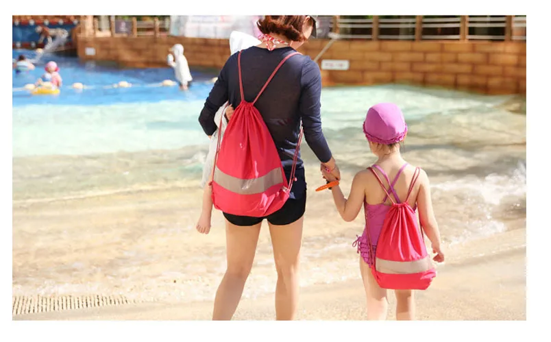 

Parent and Children's Summer Beach Bag Large Capacity Waterproof Drawstring Backpack Casual for Men Women
