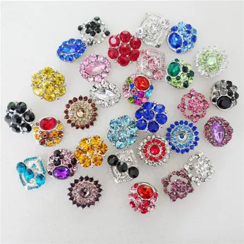 

18mm Snap Buttons Multi Crystal Vintage Antique Silver Plating Alloy Metal Colored Rhinestone 100 Pieces / Lot Wholesale