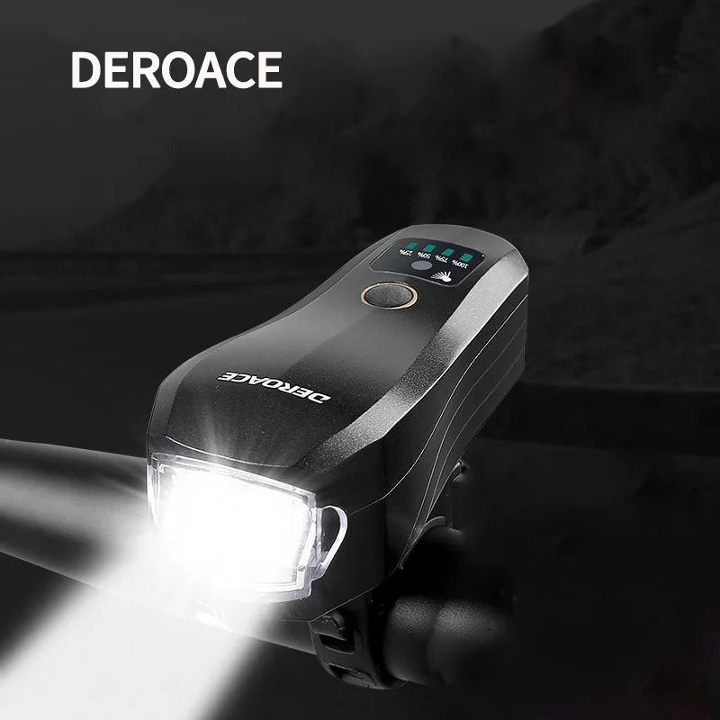 

DEROACE Bike Light Usb T6 Lamp Beads Bicycle Handlebar Intelligent Sensing Light Ipx-4 Waterproof Aluminum Alloy Bicycle Light