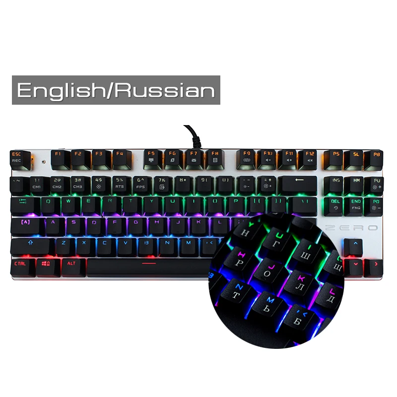 

METOO ZERO Mechanical Keyboard 87/104 Keys Wired Gaming Keyboard with Backlit Blue Red Blcak Switch for PC Gamer dota 2