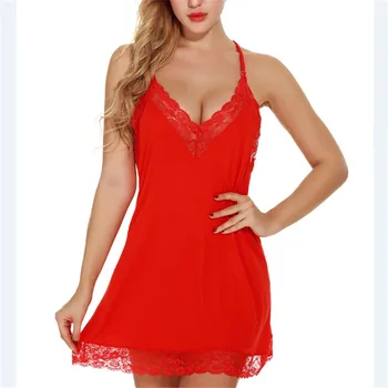 

New Women Sexy Nightgown Lingerie Fashion Patchwork Nightdress Women Sheer Nightwear Sleepwear