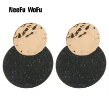 

NeeFu WoFu Flash Resin Earrings Round Big Earring Zinc alloy Large Brinco Ear Brand Earrings Accessories Oorbellen Gift 2018