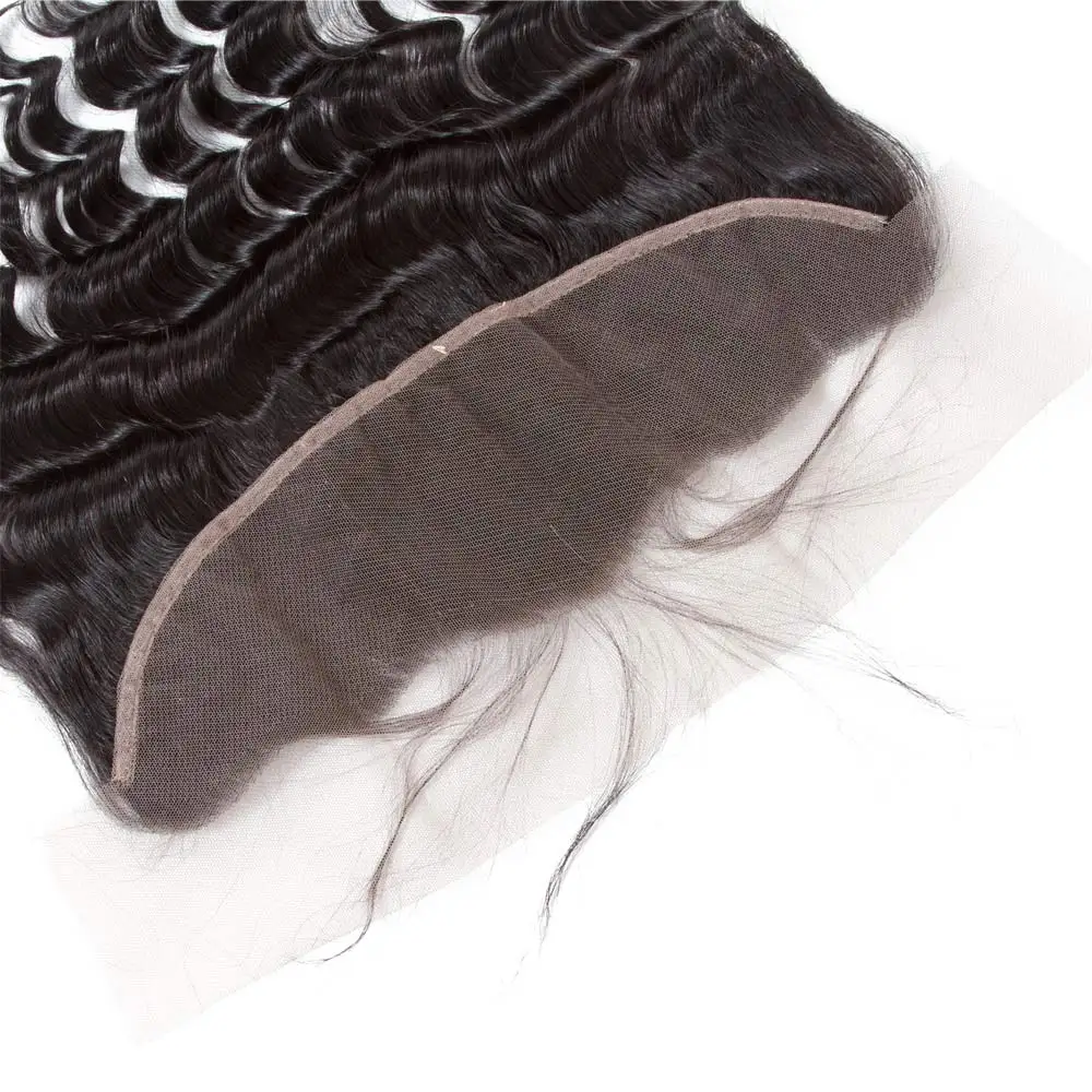 Uneed 3 или 4 перуанские человеческие волосы Свободные глубокие волнистые пучки s с закрытием 13*4 фронтальные кружева с пучком предварительно сорванные с волосами младенца