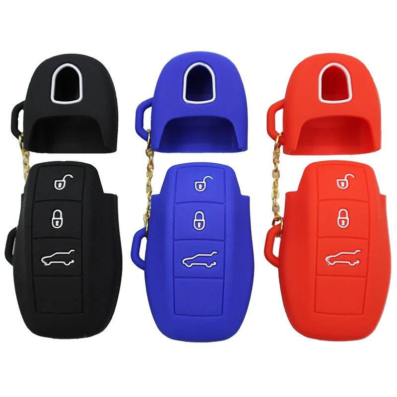 

3 Buttons Silicone Car Key Cover Cap Shell For Porsche Boxster Cayman 911 Panamera Cayenne Macan Remote Key FOB Case Accessories