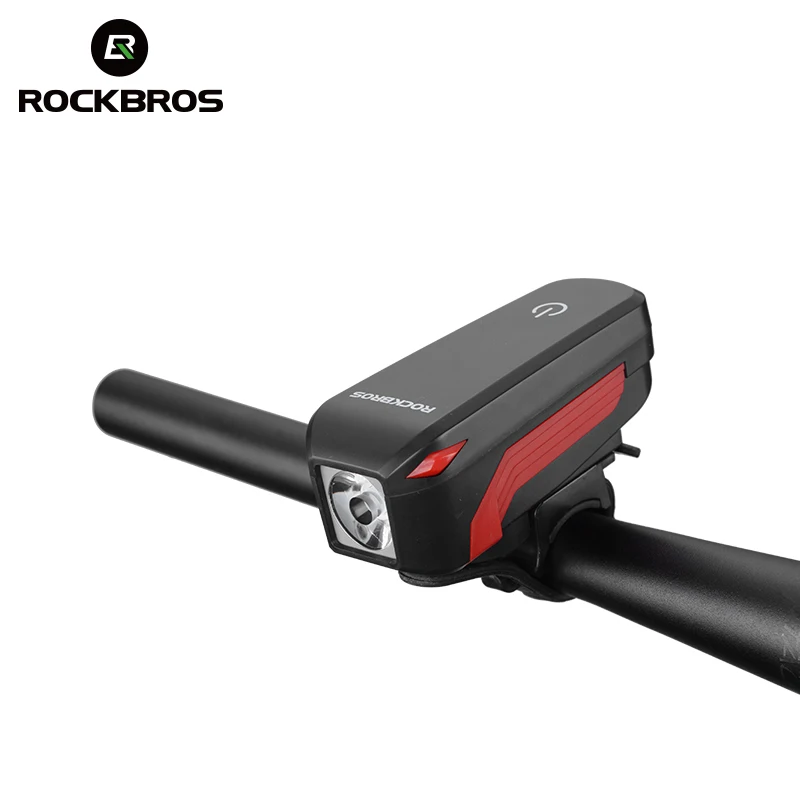 ROCKBROS Rechargeable2 в 1 свет велосипед колокол Рог 350 Люмен USB MTB велосипед передний свет электрический звонок фонарик Водонепроницаемый - Цвет: 7599 red