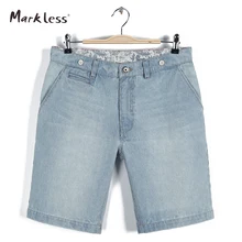 Markless 2016 Summer Stripe Denim Shorts For Mens Male All-match Capris Straight Man Short