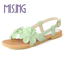 Neue frauen schuhe mode blumen strand freizeitschuhe SoftLeather flache schuhe Buckle solide Sommer schuhe Frauen Sandalen big size 34-43