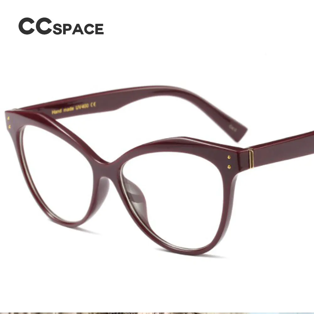 CCSPACE 6 цветов женские Cateye очки оправа для мужчин и женщин с заклепками брендовые дизайнерские оптические очки модные компьютерные очки 45288