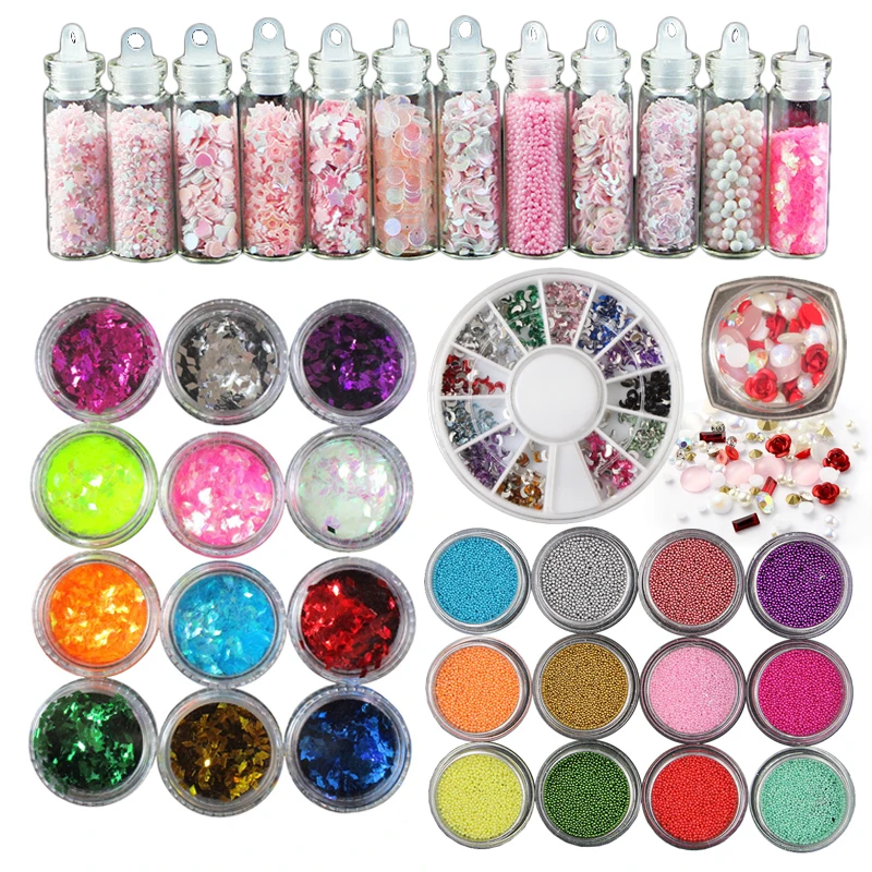 

Bittb Nail Glitter Powder Star Moon Sequins Flakes Pearl Studs Jewelry 3D Nail Art Decoration Tools Manicure for Nails