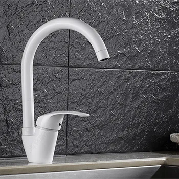 

Free shipping white paint kitchen faucet with solid brass kitchen sink faucet and hot cold kitchen sink water mixer taps