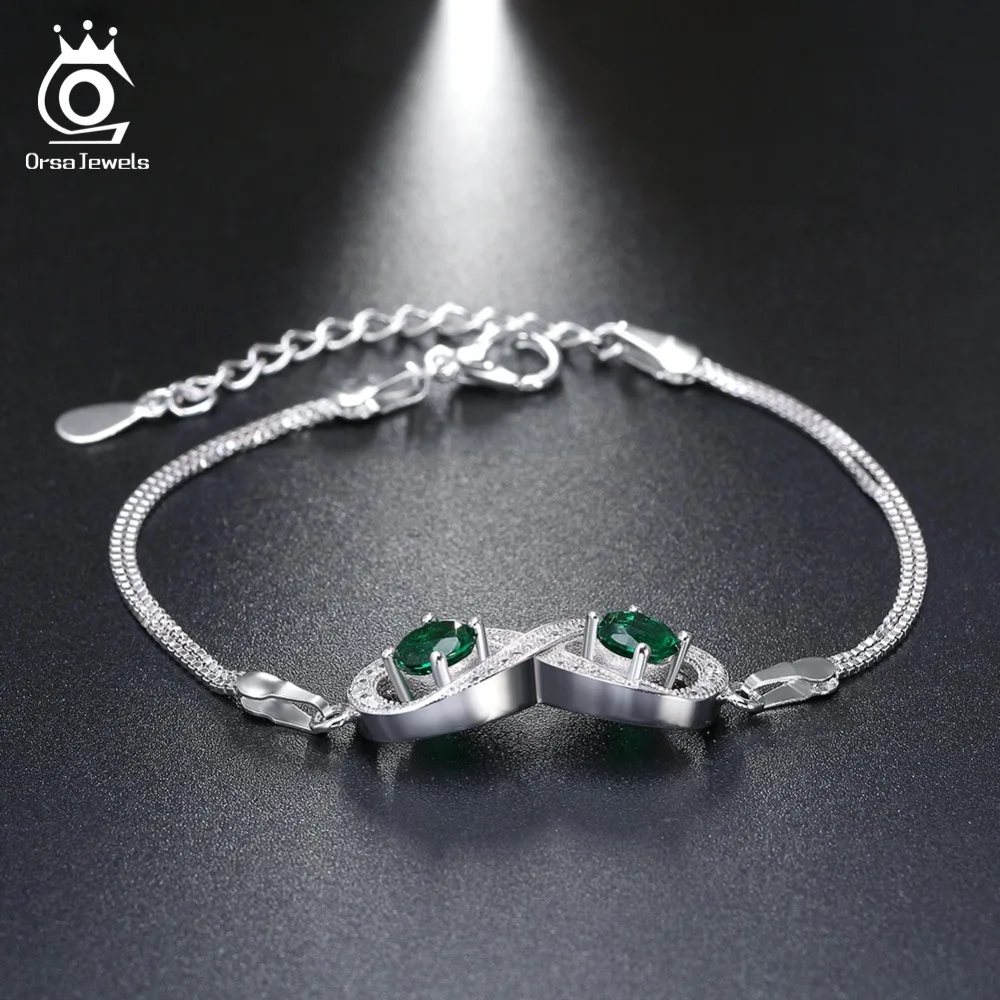 

ORSA JEWELS Women's Bracelet Infinity Snake Chain AAA Cubic Zircon Romantic Charming Jewelry Gift Fashion Accessories AOB54