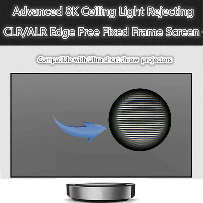 

80'' Diagonal 16:9 Ceiling Light Diffusion ALR/CLR Fixed Frame Projection Projector Screen for Ultra short throw projectors