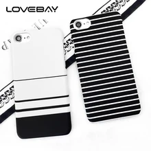 Lovebay Ultra Thin Phone Case For iPhone 7 8 Plus 6 6s Plus 5 5s SE X Fashion Cute Simple Black White Stripes Hard PC Phone Case